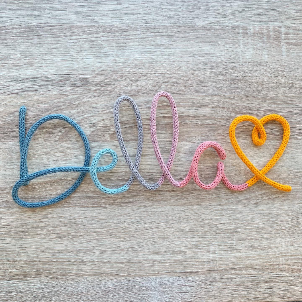 Rainbow Words - Custom knitted wire name or word (Multi-coloured)