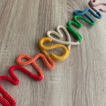 Load image into Gallery viewer, Rainbow Words - Custom knitted wire name or word (Multi-coloured)
